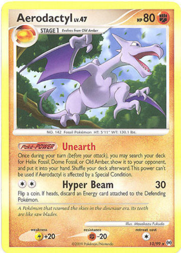 POKEMON Card FOSSIL AERODACTYL #1/62 Black Star Rare Holo Foil