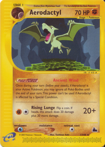 Pokemon 53/108 Aerodactyl Dark Explorers Non-Holo Light play