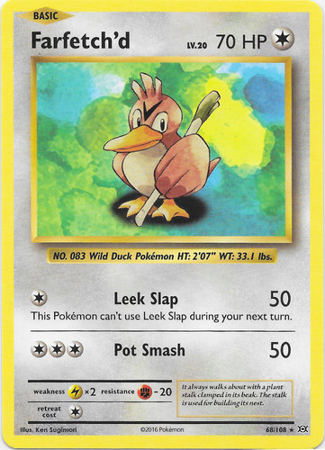 Pokemon 2000 Postcard #39 Farfetch´d Base Set Collectible Oversized Vintage  Card 