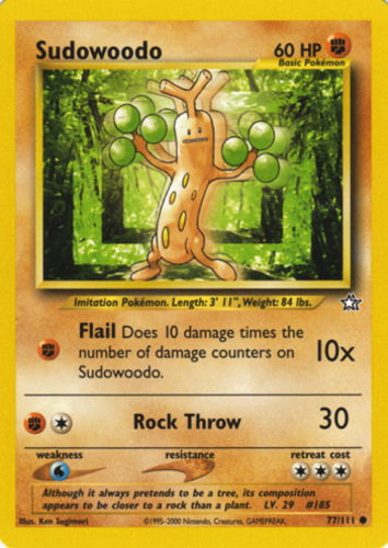 Sudowoodo 36/147 REVERSE HOLO Aquapolis Pokemon Card 489 - LP