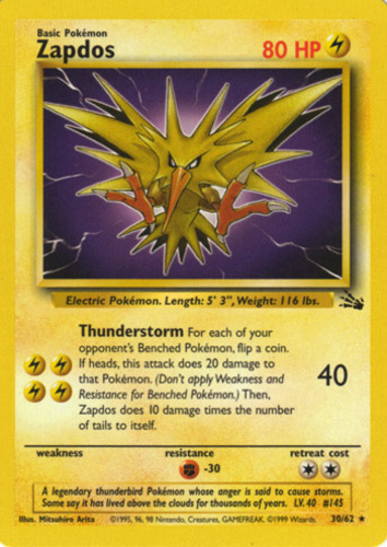 Pokemon Platinum Arceus Single Card Holofoil Rare Zapdos G 12/99